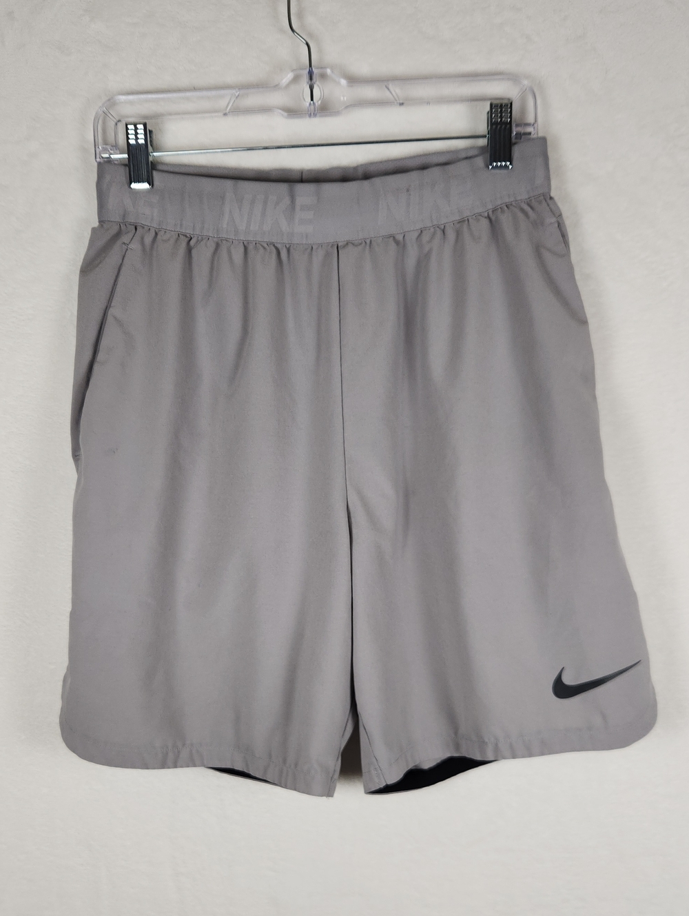 Nike Men’s Gray Athletic Shorts with Black Swoosh Size M